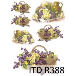 Рисовая карта для декупажа «Цветочные корзины», 29.7 x 21 см, 20 г/м², ITD Collection