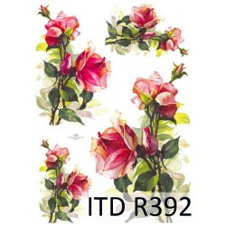 Рисовая карта для декупажа «Ветки роз с шипами», 29.7 x 21 см, 20 г/м², ITD Collection