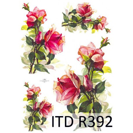 Рисовая карта для декупажа «Ветки роз с шипами», 29.7 x 21 см, 20 г/м², ITD Collection
