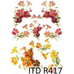 Рисовая карта для декупажа «Настурция», 29.7 x 21 см, 20 г/м², ITD Collection