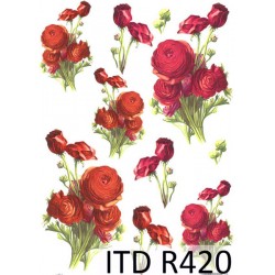 Рисовая карта для декупажа «Пионовидные розы», 29.7 x 21 см, 20 г/м², ITD Collection