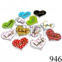 Набор деревянных декоративных пуговиц "Сердце Love", 2.5 x 1.9 см., 12 штук, REGINA