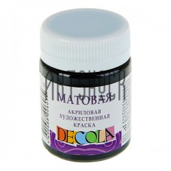Краска акриловая матовая, Black / Черная, 50 мл, Decola