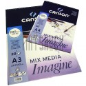Альбом бумаги для смешанных техник MIX MEDIA Imagine, 297 x 420 мм., 200 гр./м²., 20 листов, Canson