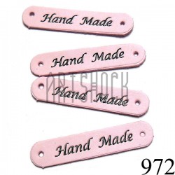 Набор декоративных бирок (нашивок, лейбл, табличек) "Hand Made" розовых под кожу, 5 x 1 см., 4 штуки, REGINA
