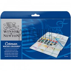 Набор акварельных красок в пластиковом пенале, 24 цвета + кисть, Winsor & Newton